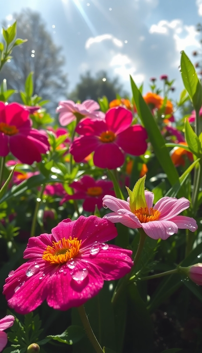 HD iPhone Spring Rain Garden Appealing Wallpaper